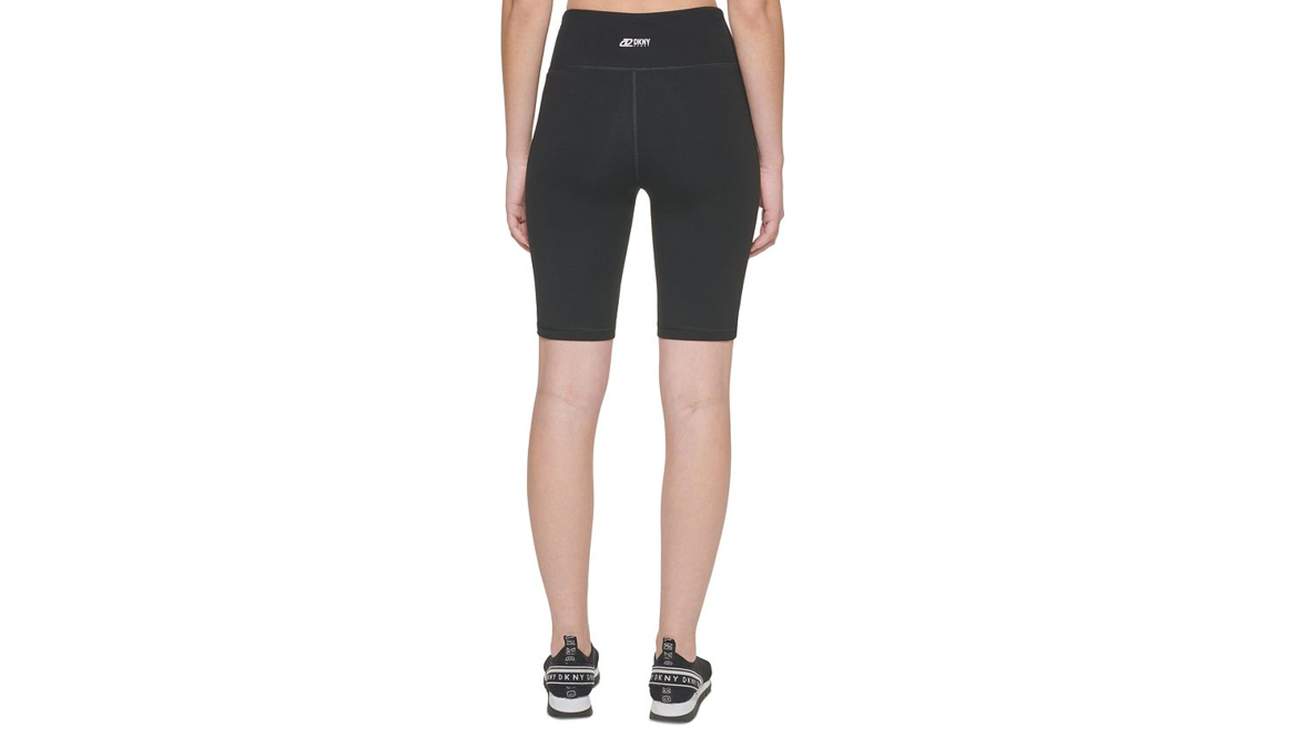 DKNY SPORT Women's Mini Repeat Logo High Waist Bike Shorts, Black, Size X-Small