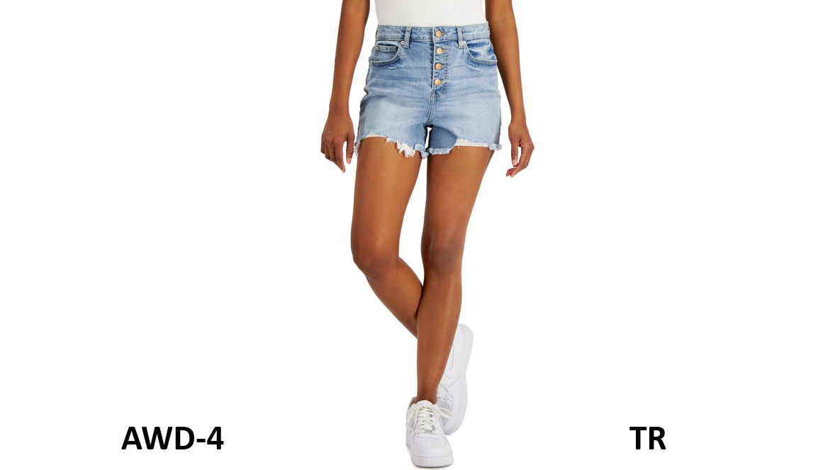Vanilla Star Women's Junior's Exposed Button Denim Shorts Bottoms, Blue, Size 3