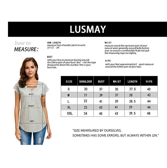 Womens Short Sleeve Zip up Tunic Lace Shoulder Casual Fitting Shirt Blouse Tops