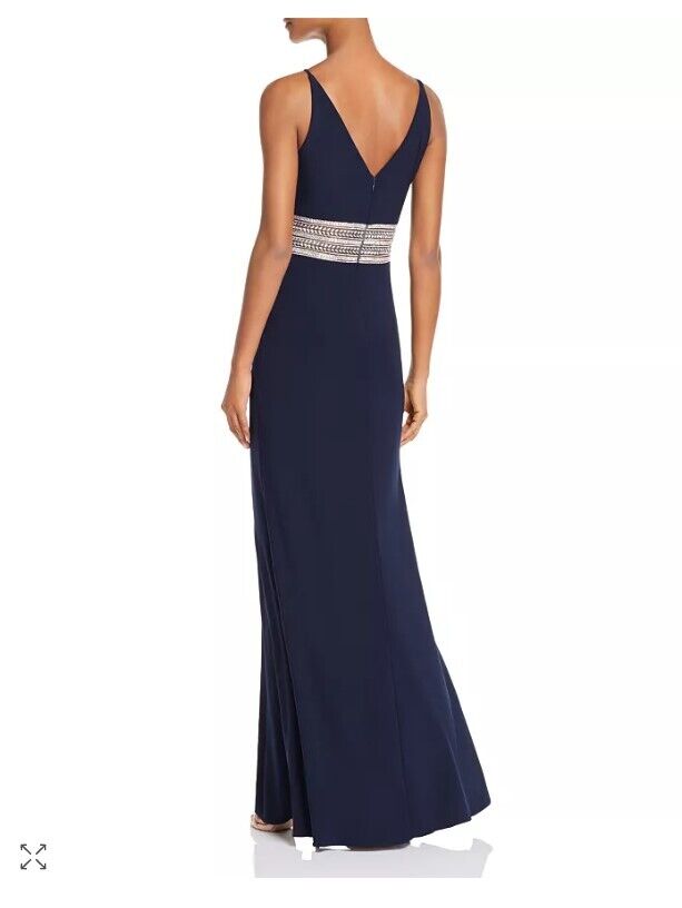 Aqua Women's Dress Women's Gown Blue Embellished - Waist Gown Navy Size 4