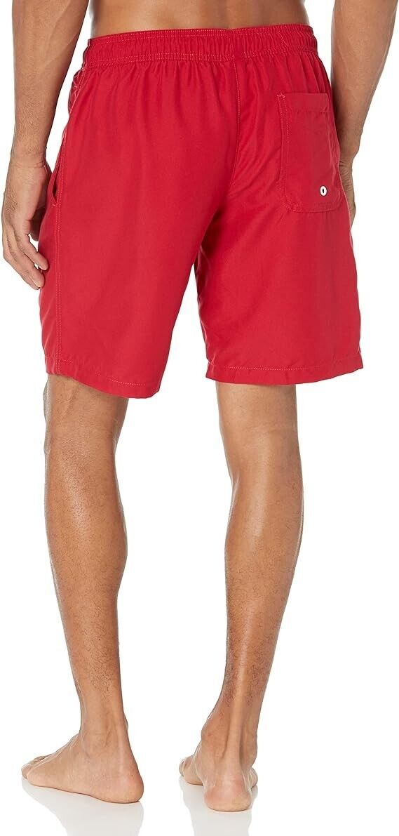 Essentials Men's , Quick-Dry 9" Swim Trunk , Elastic Waist , Red , Small