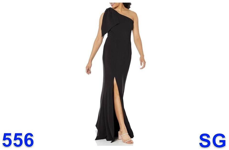 Dress the Population Women's Georgina One Shoulder Bow Detail Trumpet Gown, XS