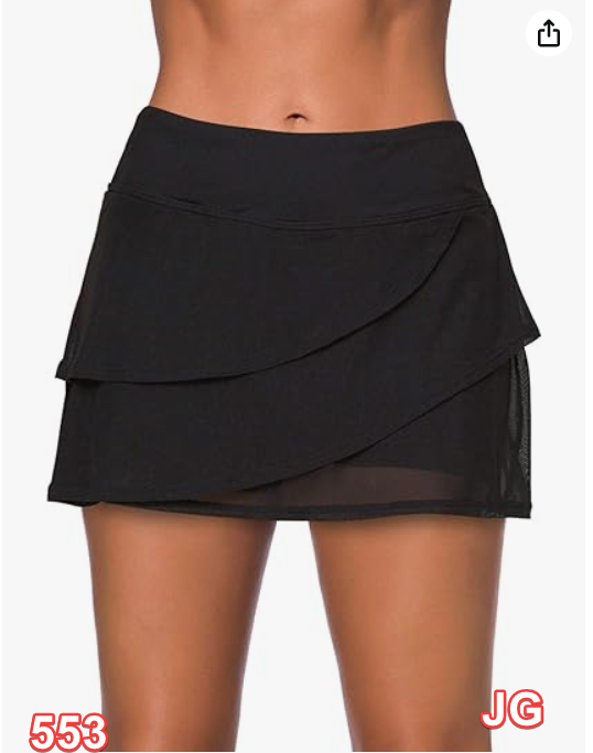 Aleumdr Women's Waistband Layered Swimdress Ruffle Swim Skirt Swimsuit Bottom, L