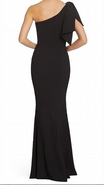 Dress the Population Women's Georgina One Shoulder Bow Detail Trumpet Gown, XS