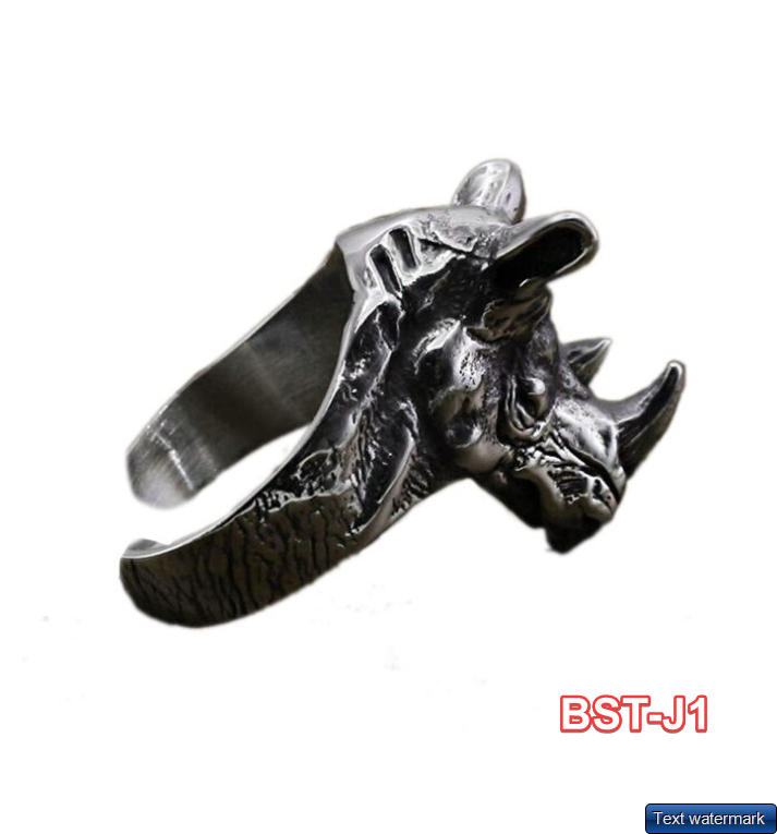 Adjustable Huge Rhino Head Vintage Biker Punk Wrap Rhino Gothic Animal Ring