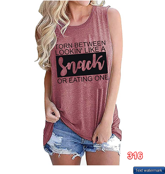 EGELEXY Tanks Top for Women Funny Print Muscle Vests Tee Sleeveless Shirt top S