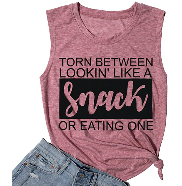 EGELEXY Tanks Top for Women Funny Print Muscle Vests Tee Sleeveless Shirt top S