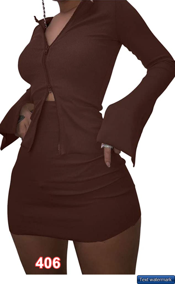 XLLAIS Ribbed Tops and Skirts Sets Double Zipper Tracksuits Women 2 Pc Outfit xl