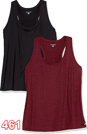 Amazon Essentials Women's Tech Stretch Racerback Tank Top Black/Burgundy M
