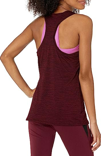 Amazon Essentials Women's Tech Stretch Racerback Tank Top Black/Burgundy M