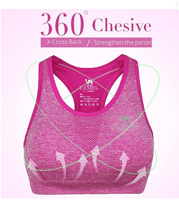 Camel Sports Bra Inner Women's Yoga Wear Dance Fitness Gym Quick Dry Stretch S