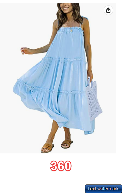 BTFBM Womens Spaghetti Strap Sleeveless Dress Loose Tiered Ruffle Beach Dress M
