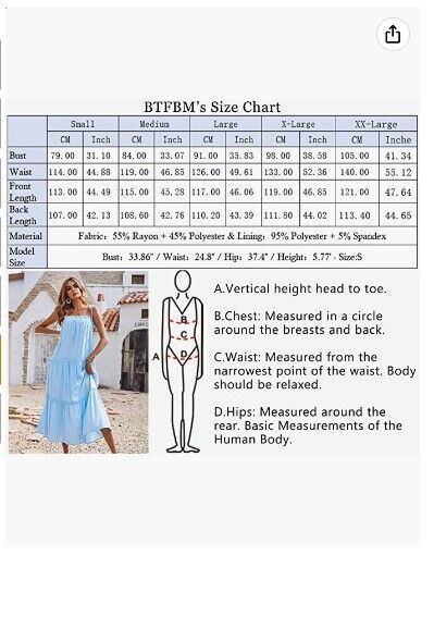 BTFBM Womens Spaghetti Strap Sleeveless Dress Loose Tiered Ruffle Beach Dress M