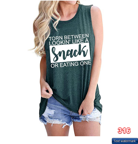 EGELEXY Tanks Top for Women Funny Print Muscle Vests Tee Sleeveless Shirt top S