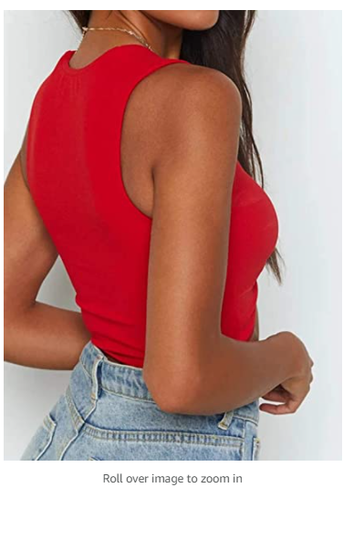 Crop Tops for Women Plunging Neckline Crop Top with Golden Ring Red US (0-2)