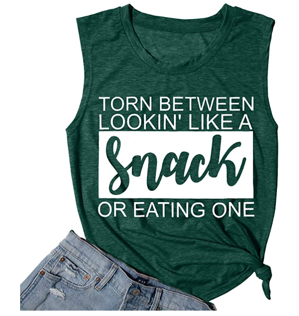 EGELEXY Tanks Top for Women Funny Print Muscle Vests Tee Sleeveless Shirt top S