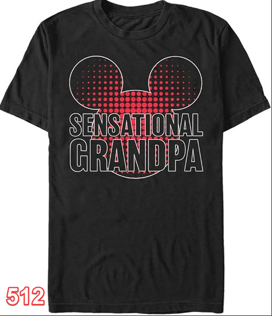 Disney Big & Tall Classic Mickey Sensational Grandpa Men's Tops Short Sleeve Tee