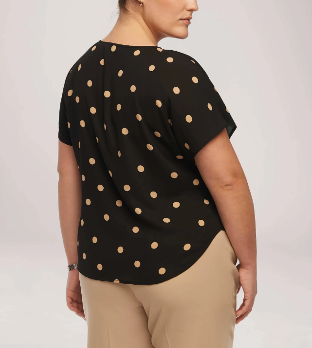 Anne Klein Women's Plus Size Short Sleeve Blouse with Bateau Neckline, Black 3X