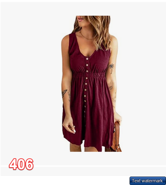 BLENCOT Women Casual Sleeveless T-Shirt Dresses Button Down Swing Short Dress 2X