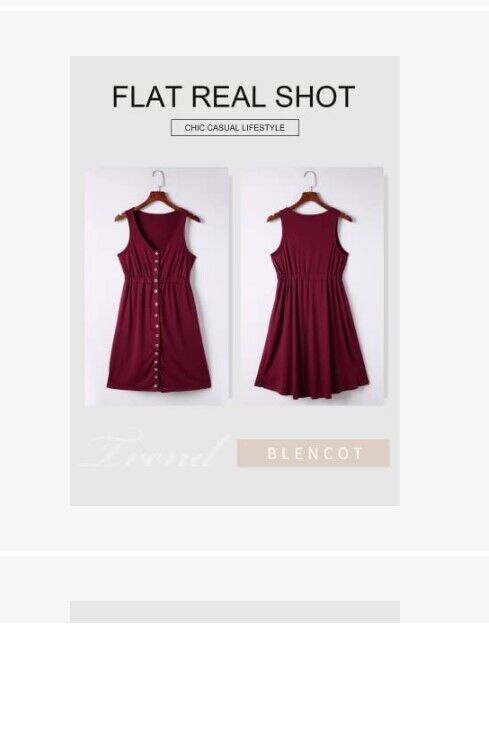 BLENCOT Women Casual Sleeveless T-Shirt Dresses Button Down Swing Short Dress 2X