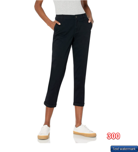 Essentials Women's Cropped Girlfriend Chino Pant, Black, 12
