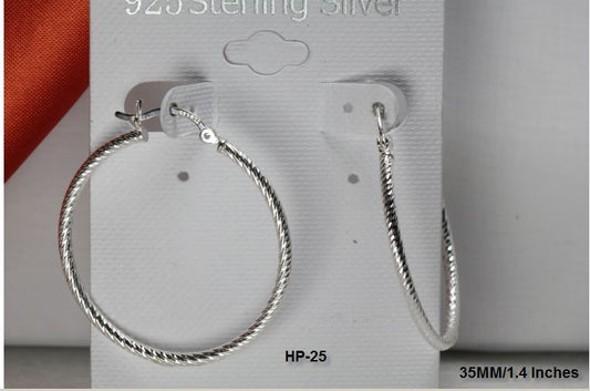 35MM ROPE STYLE STERLING SILVER 925 BRAND NEW LIGHT WEIGHT PRETTY HOOP EARRINGS