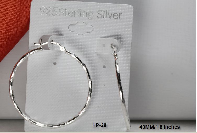 UNIQUE PATCH WORK DESIGN STERLING SILVER 925 40MM BRAND NEW LIGHT HOOP EARRINGS