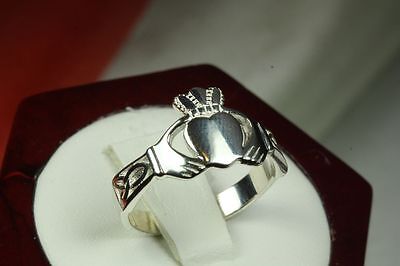 CLASSIC WOMENS  CLADDAGH RING STERLING SILVER 925 PLAIN BAND CELTIC KNOT SZ 6-10