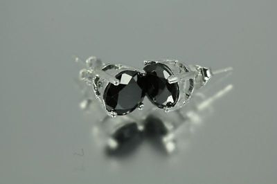 Black Round Cut CZ Silver Basket Set Men Stud Earrings