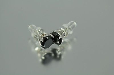 Black Round Cut CZ Silver Basket Set Men Stud Earrings