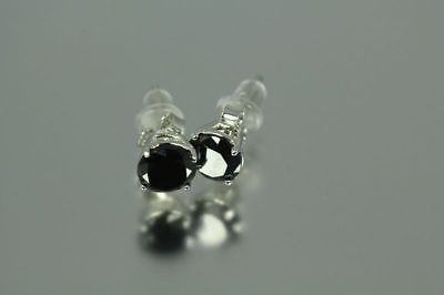 Black Round Cut CZ Silver Basket Set Men Stud Earrings