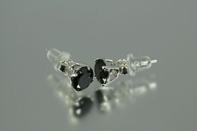 Black Round Cut CZ Silver Basket Set Men Stud Earrings