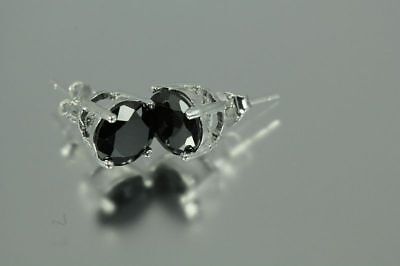 Black Round Cut CZ Silver Basket Set Men Stud Earrings