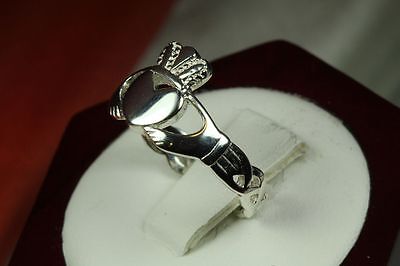 WOMENS STERLING SILVER 925 BRAIDED BAND CLASSIC CELTIC CLADDAGH RING