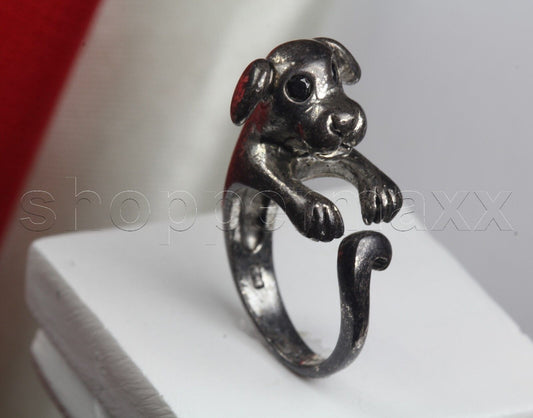 Antique Style Solid Sterling Silver Adjustable Alice in Wonderland Dog Ring