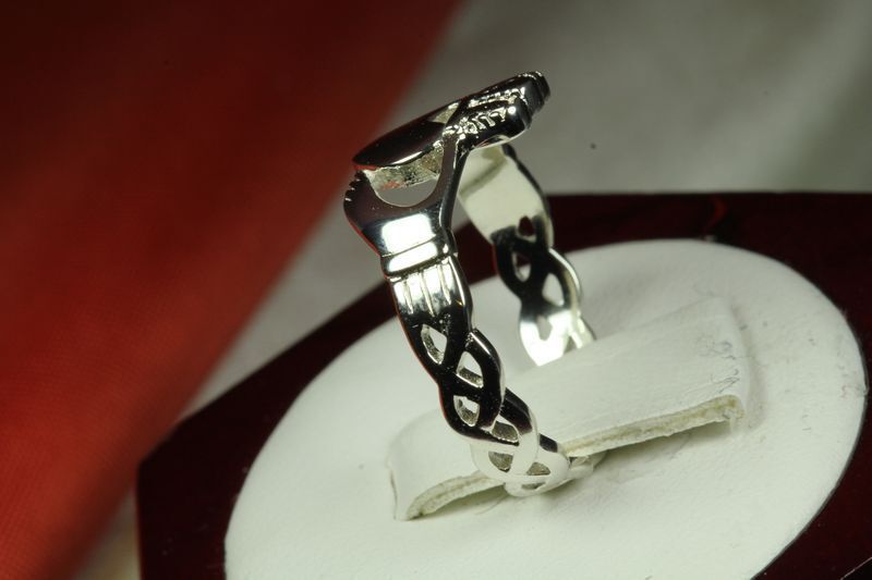 WOMENS STERLING SILVER 925 BRAIDED BAND CLASSIC CELTIC CLADDAGH RING