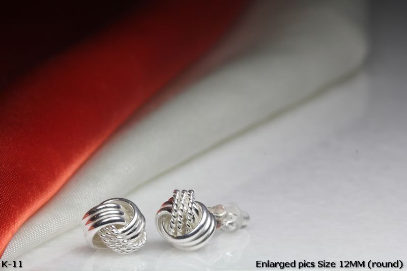 12MM DUAL FINISH STERLING SILVER 925 BRAND NEW HIGH QUALITY KNOT STUD EARRINGS