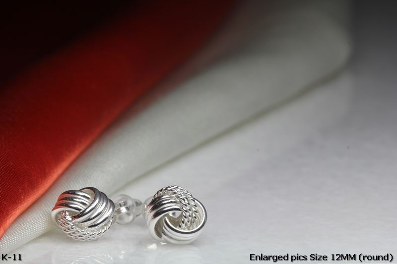 12MM DUAL FINISH STERLING SILVER 925 BRAND NEW HIGH QUALITY KNOT STUD EARRINGS