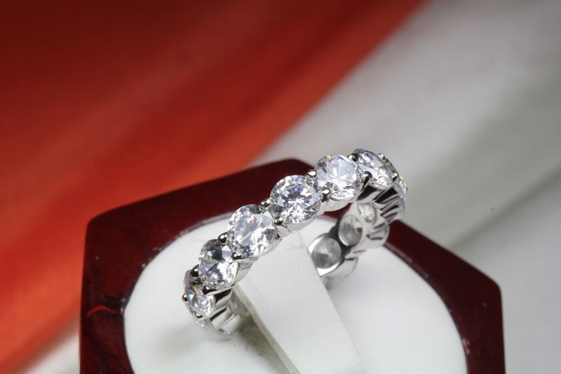 6.4 CTW CZ ROUND CUT ETERNITY ENGAGEMENT RING WEDDING RING~14 STNS~ET15-MXF
