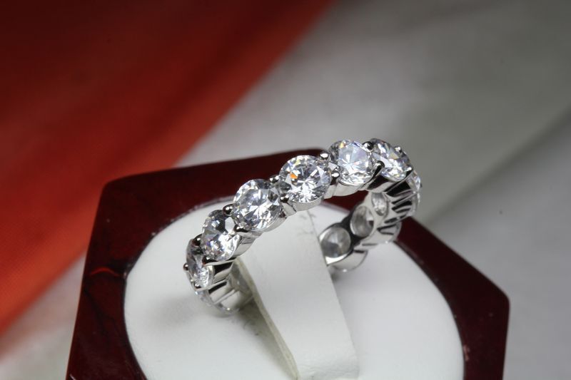 6.4 CTW CZ ROUND CUT ETERNITY ENGAGEMENT RING WEDDING RING~14 STNS~ET15-MXF