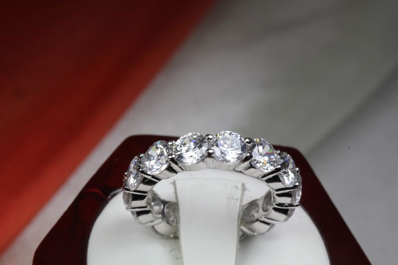 6.4 CTW CZ ROUND CUT ETERNITY ENGAGEMENT RING WEDDING RING~14 STNS~ET15-MXF