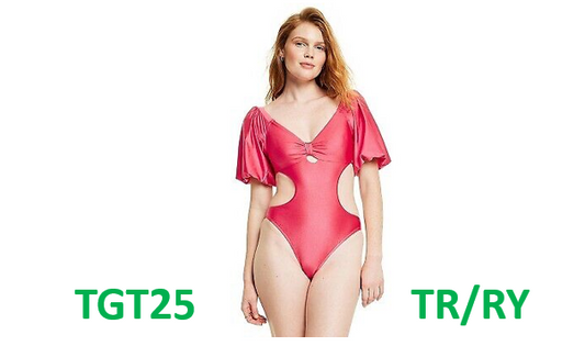 Women's Metallic Puff Sleeve Cut Out Medium Coverage One Piece Swimsuit- Pink, S