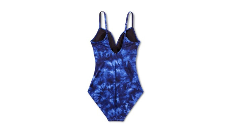 Women's UPF 50 Twist-Front Over the Shoulder 1 Piece Swimsuit-Aqua Green, Blue M