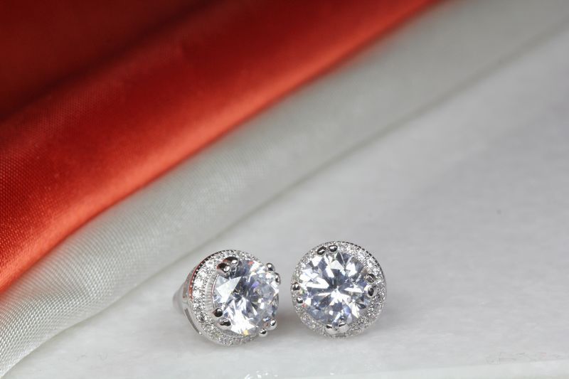 BRAND NEW 4.54 CTW/PAIR BEAUTIFUL PAVE HALO STERLING SILVER 925 CZ STUD EARRINGS
