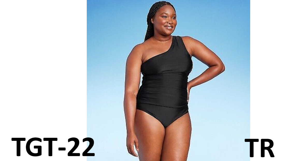 Women's Tummy Control One Shoulder Ruched Full Coverage 1-Piece Swimsuit- XL(16)
