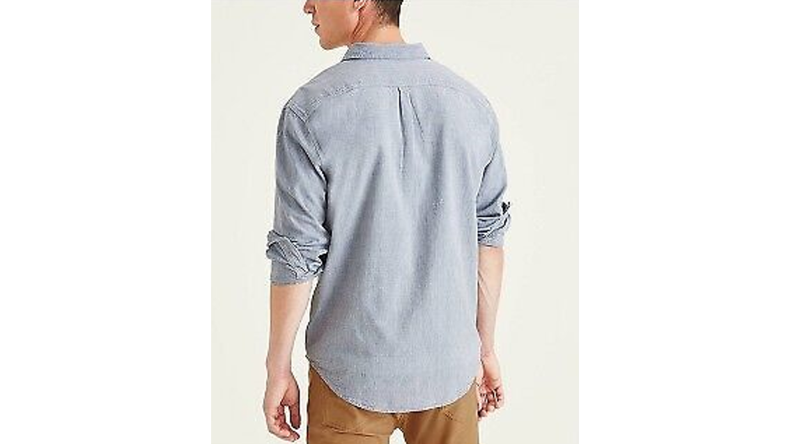 Dockers Men's Regular Fit Button-Down Shirt - Blue Denim, Size Large