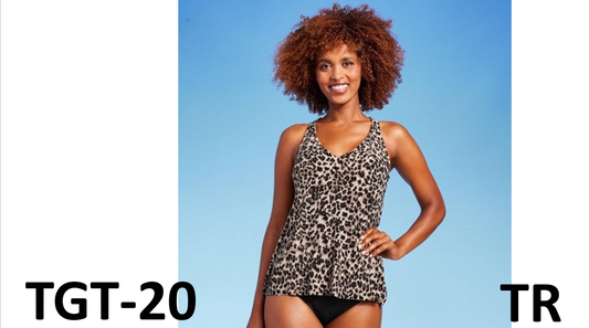 WOMEN'S UPF 50 RACERBACK TANKINI TOP - AQUA GREEN MULTI, SIZE SMALL