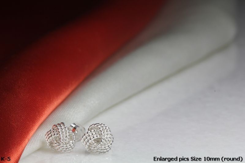 BRAIDED TEXTURE STERLING SILVER BRAND NEW HIGH QUALITY KNOT STUD EARRINGS-12MM