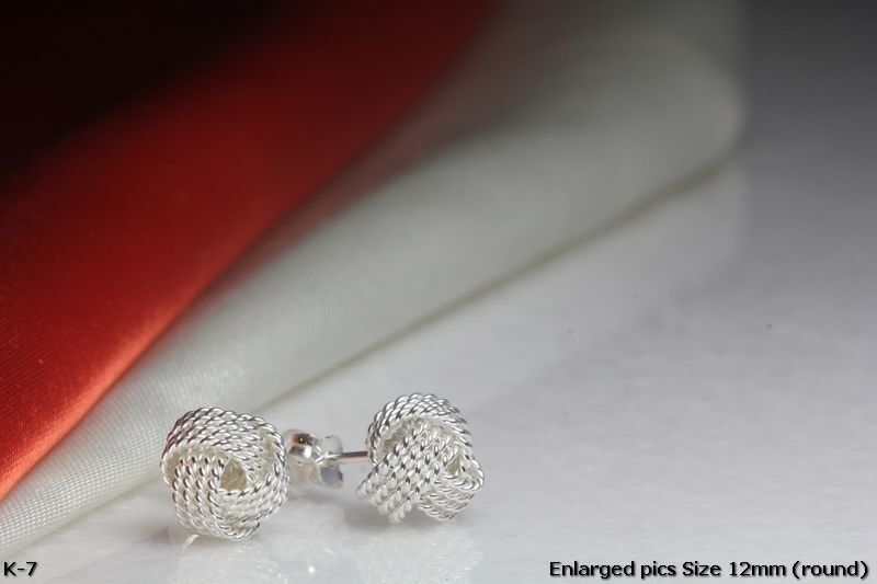 BRAIDED TEXTURE STERLING SILVER BRAND NEW HIGH QUALITY KNOT STUD EARRINGS-12MM