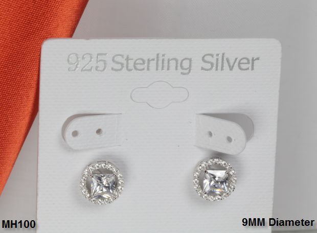 1.78 CTW/PR VERY UNIQUE NEW PAVE HALO STERLING SILVER 925 CZ STUD EARRINGS